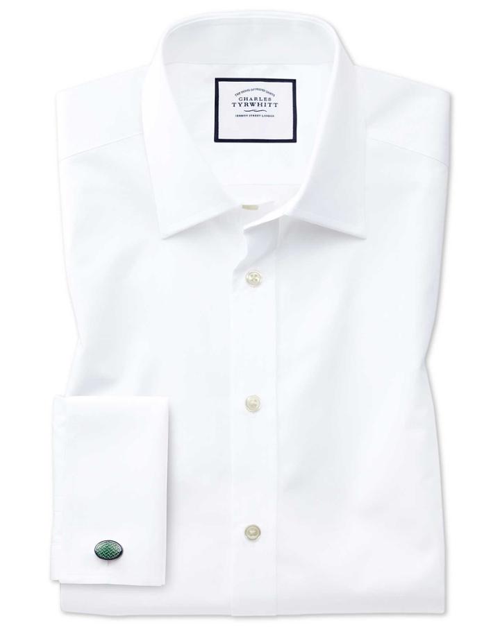 Charles Tyrwhitt Classic Fit Egyptian Cotton Poplin White Dress Shirt Single Cuff Size 15/35 By Charles Tyrwhitt