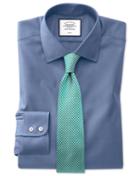  Slim Fit Mid-blue Non-iron Pinpoint Oxford Cotton Dress Shirt Single Cuff Size 15/33 By Charles Tyrwhitt