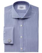 Charles Tyrwhitt Charles Tyrwhitt Extra Slim Fit Cutaway Collar Non-iron Bengal Stripe Navy Shirt