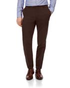  Chestnut Flat Front Non-iron Cotton Chino Pants Size W32 L30 By Charles Tyrwhitt