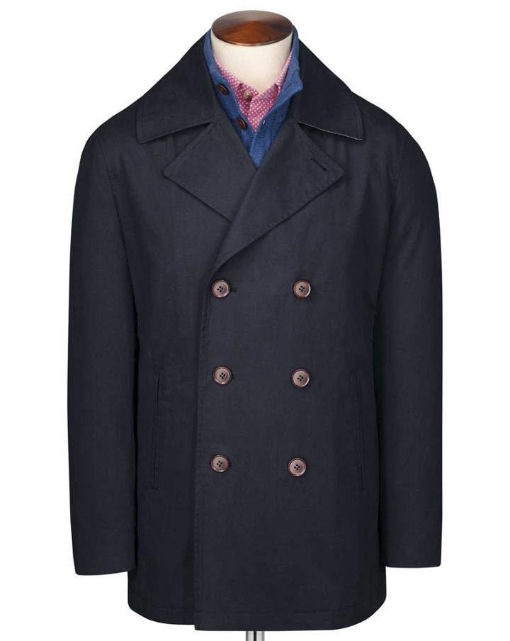 Charles Tyrwhitt Charles Tyrwhitt Navy Pea Cotton Coat Size 46
