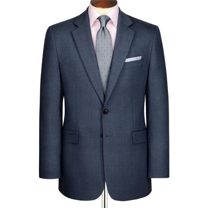 Charles Tyrwhitt Charles Tyrwhitt Airforce Blue Classic Fit Wodehouse Twill Business Suit Super 100 Wool Jacket Size 36