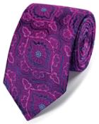  Pink Floral Brocade English Luxury Silk Tie By Charles Tyrwhitt