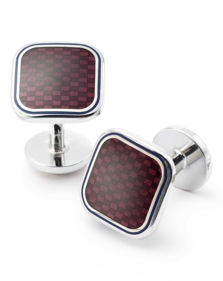 Charles Tyrwhitt Charles Tyrwhitt Burgundy Basketweave Enamel Cuff Links