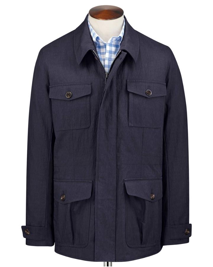 Charles Tyrwhitt Navy Field Cotton Jacket Size 36 By Charles Tyrwhitt