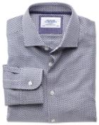 Charles Tyrwhitt Classic Fit Semi-spread Collar Business Casual Navy Egyptian Cotton Dress Casual Shirt Single Cuff Size 15/33 By Charles Tyrwhitt