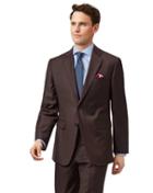  Brown Classic Fit Twill Business Suit Wool Jacket Size 42 By Charles Tyrwhitt