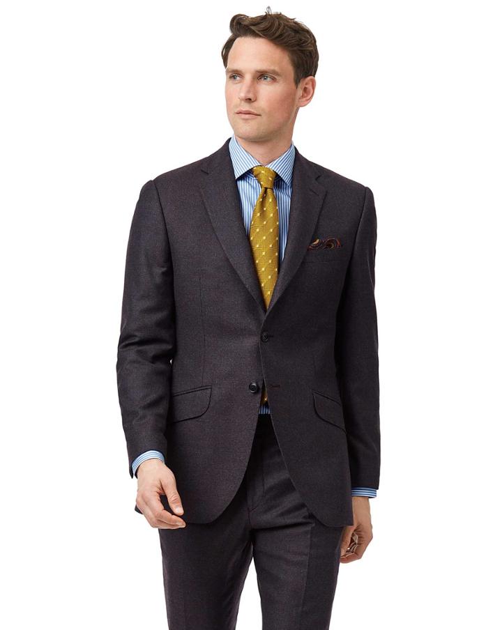  Aubergine Slim Fit Italian Suit Wool Jacket Size 38 By Charles Tyrwhitt