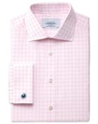 Charles Tyrwhitt Charles Tyrwhitt Slim Fit Semi-cutaway Collar Textured Gingham Check Pink Shirt