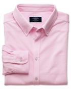 Charles Tyrwhitt Pink Oxford Jersey Cotton Casual Shirt Size Large By Charles Tyrwhitt