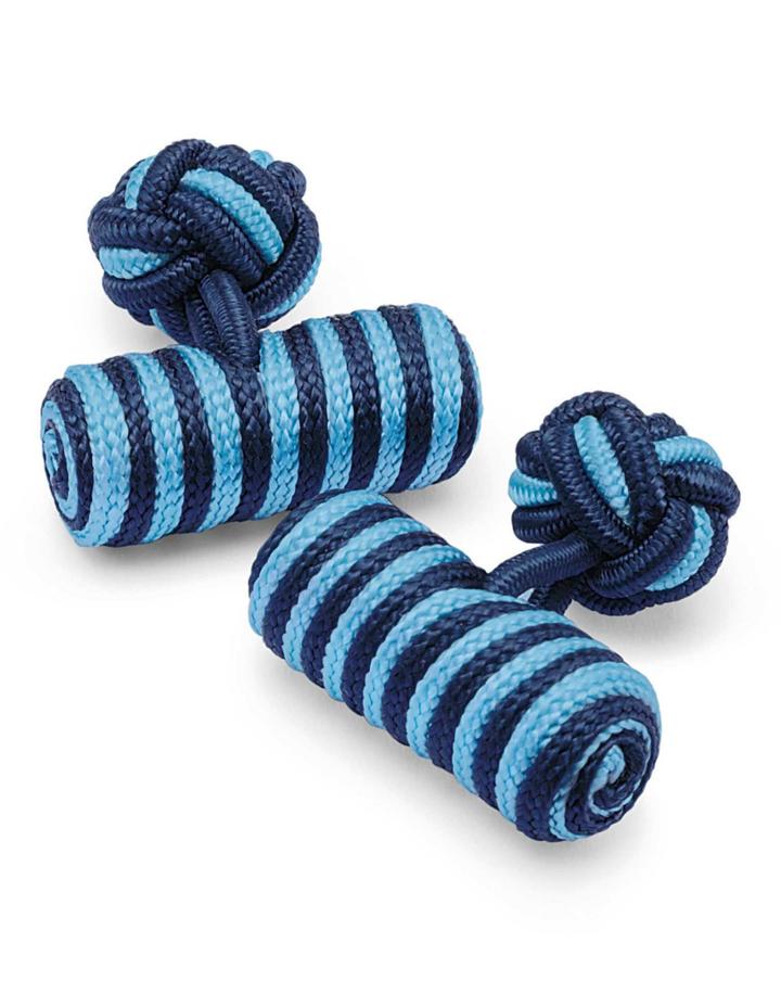 Charles Tyrwhitt Charles Tyrwhitt Sky And Navy Barrel Knot Viscose/elastane Cuff Links