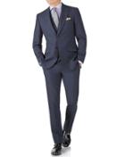 Charles Tyrwhitt Charles Tyrwhitt Airforce Blue Puppytooth Slim Fit Panama Business Suit Wool Jacket Size 38
