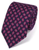 Charles Tyrwhitt Charles Tyrwhitt Navy And Pink Silk Print Luxury Tie
