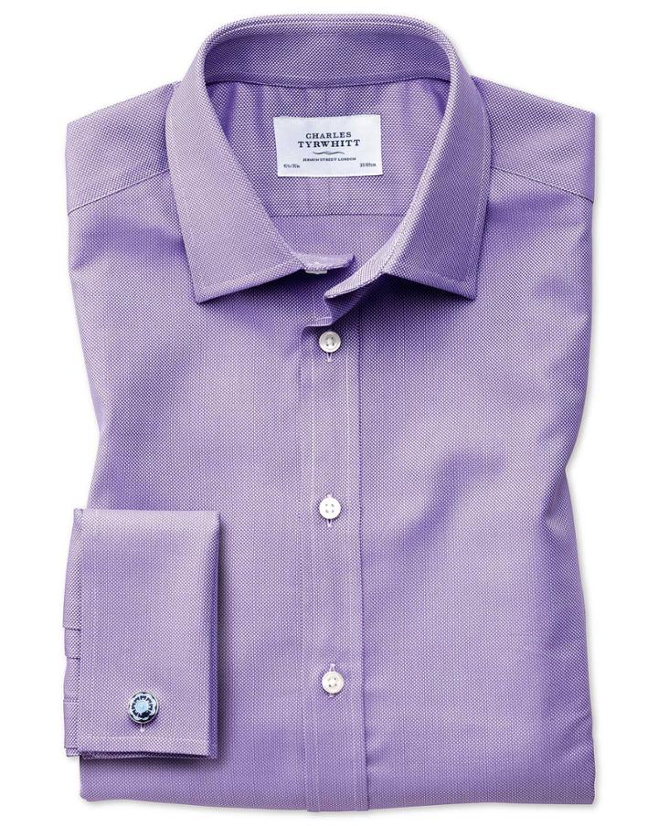 Charles Tyrwhitt Classic Fit Egyptian Cotton Royal Oxford Lilac Dress Shirt French Cuff Size 15.5/33 By Charles Tyrwhitt