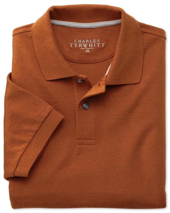 Charles Tyrwhitt Dark Orange Pique Cotton Polo Size Medium By Charles Tyrwhitt