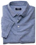  Mid Blue Cotton Linen Polo Size Large By Charles Tyrwhitt