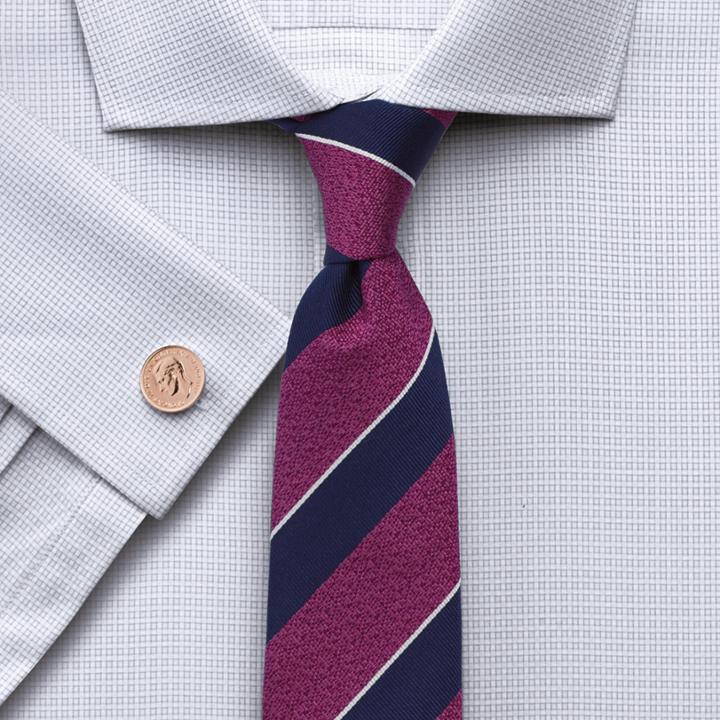 Charles Tyrwhitt Charles Tyrwhitt Berry And Navy Silk Classic Wide Stripe Slim Tie