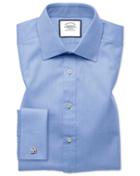 Slim Fit Sky Blue Fine Herringbone Cotton Dress Shirt French Cuff Size 16/35 By Charles Tyrwhitt