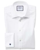 Charles Tyrwhitt Classic Fit Non-iron Step Weave White Cotton Dress Shirt Single Cuff Size 15/33 By Charles Tyrwhitt