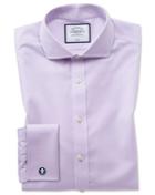  Extra Slim Fit Non-iron Spread Collar Poplin Lilac Cotton Dress Shirt French Cuff Size 14.5/32 By Charles Tyrwhitt