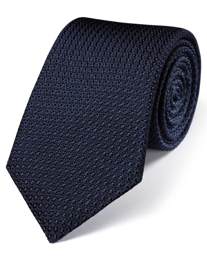Charles Tyrwhitt Navy Silk Luxury Italian Grenadine Plain Tie By Charles Tyrwhitt