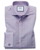 Charles Tyrwhitt Extra Slim Fit Non-iron Poplin Blue And Red Cotton Dress Shirt Single Cuff Size 14.5/32 By Charles Tyrwhitt