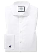 Slim Fit Spread Collar Non-iron Twill White Cotton Dress Shirt Single Cuff Size 14.5/32 By Charles Tyrwhitt