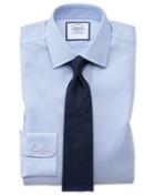  Extra Slim Fit Non-iron Step Weave Sky Blue Cotton Dress Shirt French Cuff Size 16/35 By Charles Tyrwhitt