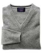 Charles Tyrwhitt Charles Tyrwhitt Silver Grey Cashmere V-neck Sweater Size Small