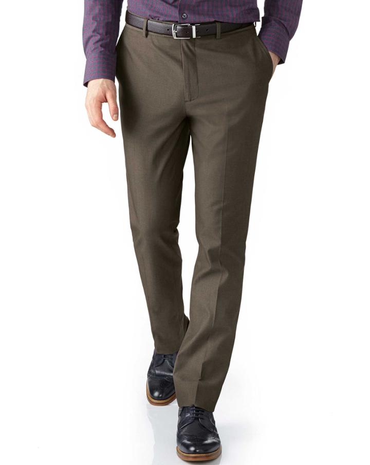 Charles Tyrwhitt Brown Extra Slim Fit Stretch Cavalry Twill Cotton Chino Pants Size W32 L32 By Charles Tyrwhitt