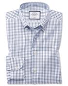 Classic Fit Business Casual Non-iron Button-down Navy Cotton Dress Shirt Single Cuff Size 15/35 By Charles Tyrwhitt