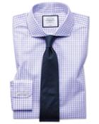  Extra Slim Fit Non-iton Purple Check Tyrwhitt Cool Cotton Dress Shirt Single Cuff Size 14.5/32 By Charles Tyrwhitt