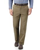 Charles Tyrwhitt Beige Classic Fit Flat Front Cotton Chino Pants Size W32 L34 By Charles Tyrwhitt