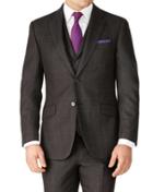 Charles Tyrwhitt Charles Tyrwhitt Dark Grey Slim Fit Saxony Business Suit Wool Jacket Size 36
