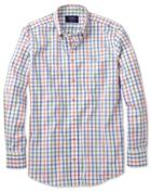 Charles Tyrwhitt Charles Tyrwhitt Extra Slim Fit Non-iron Poplin Green And Orange Check Cotton Dress Shirt Size Small