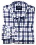  Classic Fit Poplin Navy And White Cotton Casual Shirt Single Cuff Size Large By Charles Tyrwhitt