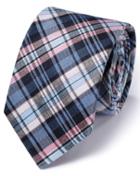 Charles Tyrwhitt Charles Tyrwhitt Blue And Pink Silk Mix Classic Checkered Tie