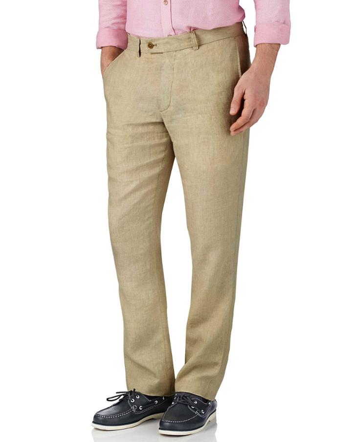 Charles Tyrwhitt Charles Tyrwhitt Stone Slim Fit Linen Tailored Pants Size W30 L30