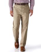 Charles Tyrwhitt Charles Tyrwhitt Stone Classic Fit Flat Front Non-iron Cotton Chino Pants Size W30 L38