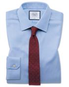  Super Slim Fit Non-iron Sky Blue Triangle Weave Cotton Dress Shirt Single Cuff Size 14.5/32 By Charles Tyrwhitt