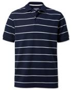  Navy And White Stripe Pique Cotton Polo Size Large By Charles Tyrwhitt