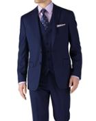  Royal Blue Classic Fit Twill Business Suit Wool Jacket Size 38 By Charles Tyrwhitt