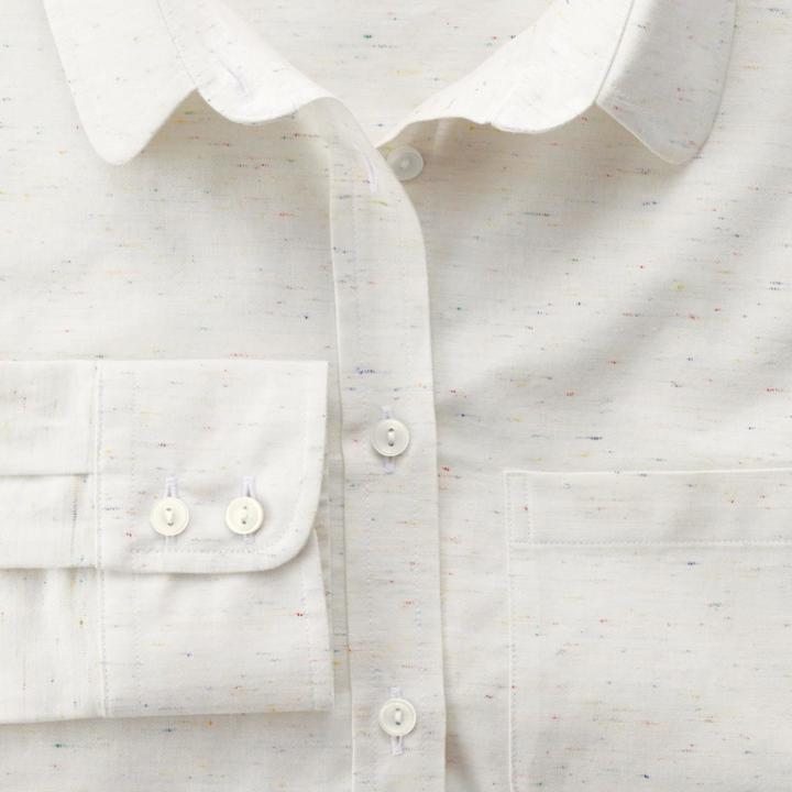 Charles Tyrwhitt Charles Tyrwhitt Women's Semi-fitted Fleck Peached Twill Ivory Cotton Shirt Size 10