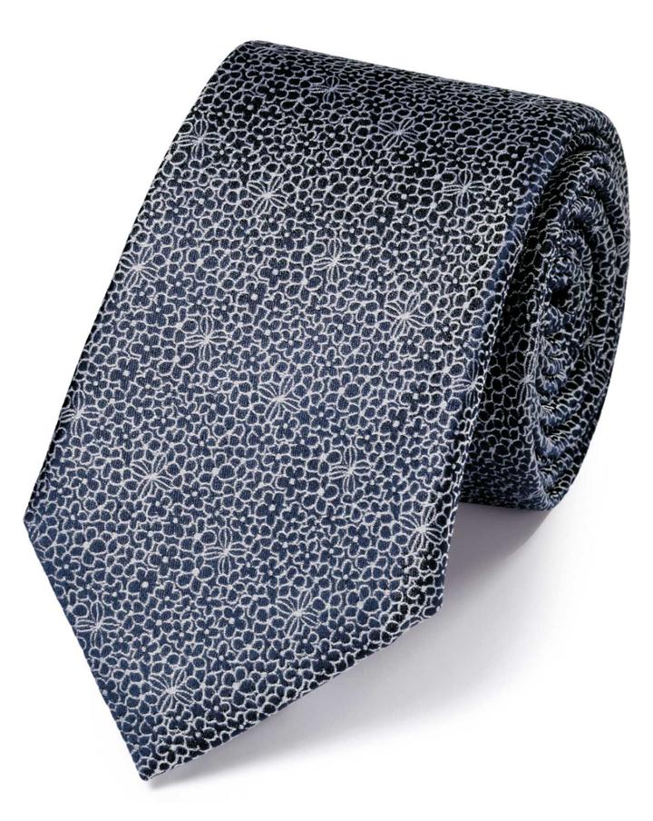 Charles Tyrwhitt Slim Navy Silk Floral Classic Tie By Charles Tyrwhitt