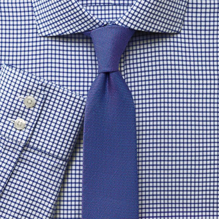 Charles Tyrwhitt Charles Tyrwhitt Slim Fit Non Iron Spread Collar Basketweave Check Navy Shirt