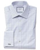  Classic Fit Blue Multi Check Egyptian Cotton Dress Shirt French Cuff Size 15.5/33 By Charles Tyrwhitt