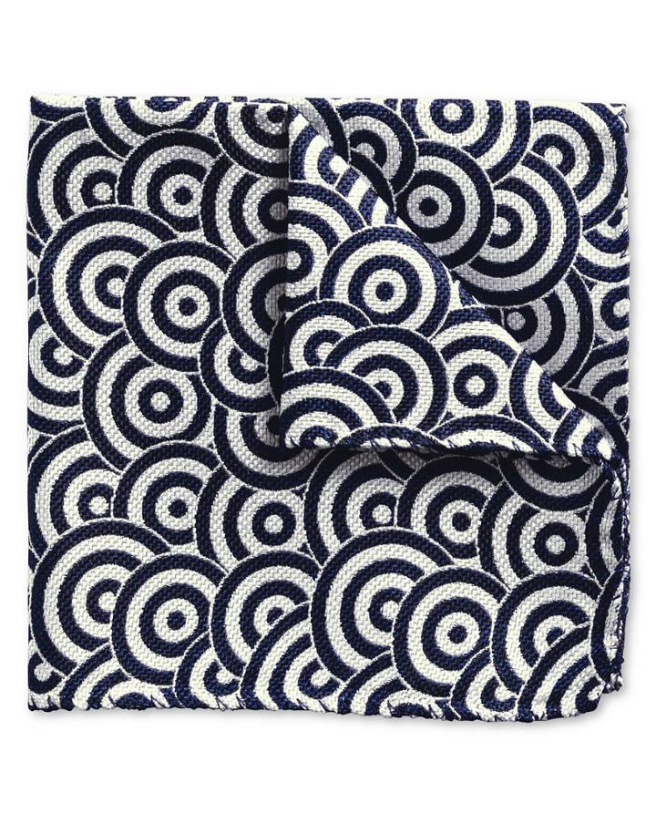 Charles Tyrwhitt Blue And White English Circle End-on-end Luxury Silk Pocket Square By Charles Tyrwhitt
