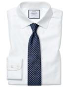  Classic Fit Non-iron White Herringbone Cotton Dress Shirt Single Cuff Size 15/33 By Charles Tyrwhitt