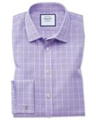 Charles Tyrwhitt Classic Fit Non-iron Prince Of Wales Lilac Cotton Dress Shirt Single Cuff Size 15/33 By Charles Tyrwhitt