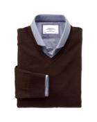 Charles Tyrwhitt Charles Tyrwhitt Brown Merino Wool V-neck Sweater Size Xs